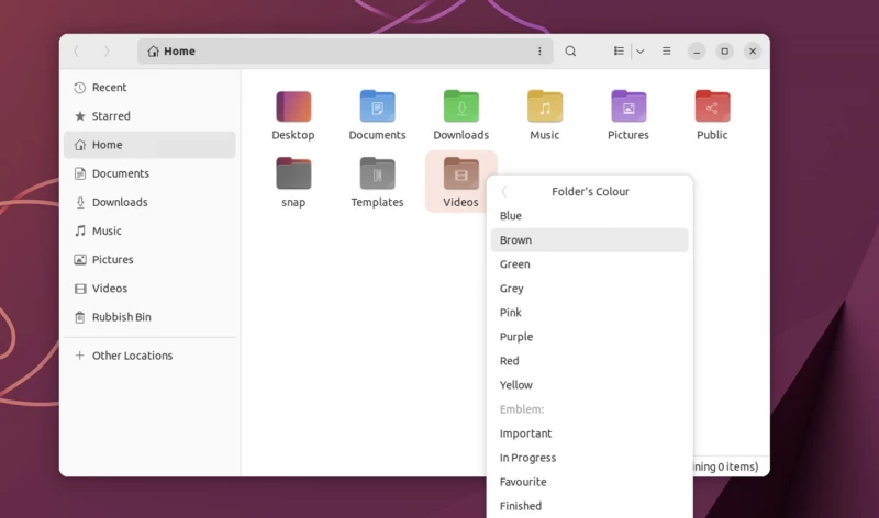 Инструмент Цвет папки добавляет поддержку Ubuntu 22.10
