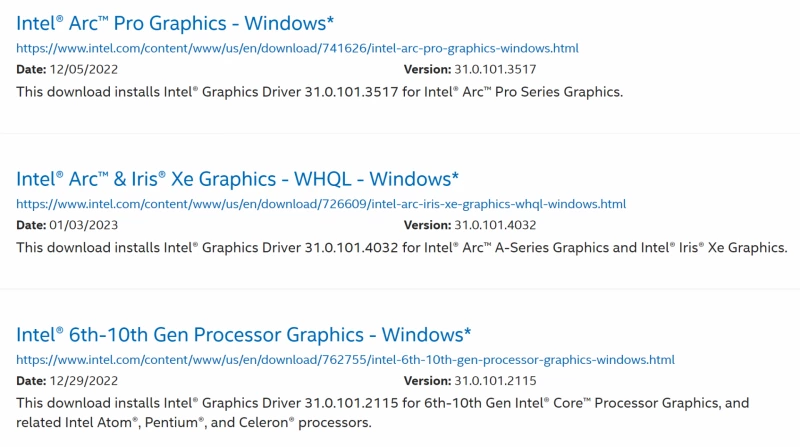 Графический драйвер Intel теперь поддерживает процессоры Arc, 11-го, 12-го и 13-го поколения Core одним пакетом