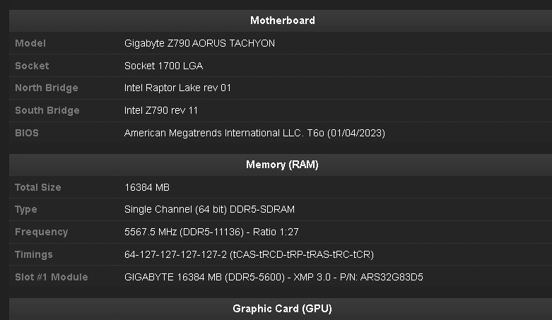 Память DDR5 от Gigabyte разогнана до 11136 MT/s