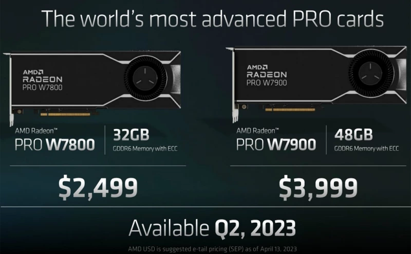 AMD представляет графические процессоры для рабочих станций Radeon Pro W7900 48GB и Pro W7800 32GB RDNA3