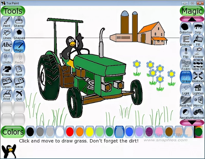 Tux Paint 0.9.30 Приложение для цифрового рисования для детей добавляет поддержку размеров к волшебным инструментам