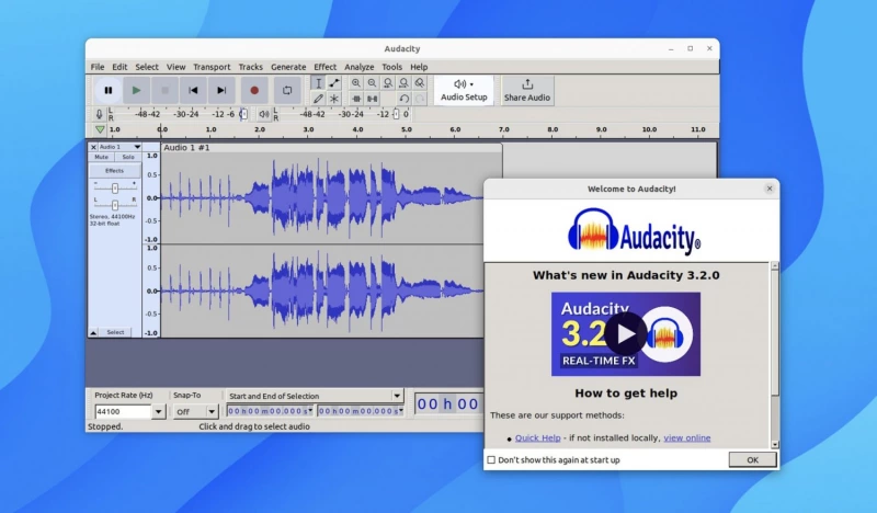 Audacity 3.2 Выпущен с эффектами реального времени, поддержкой VST3